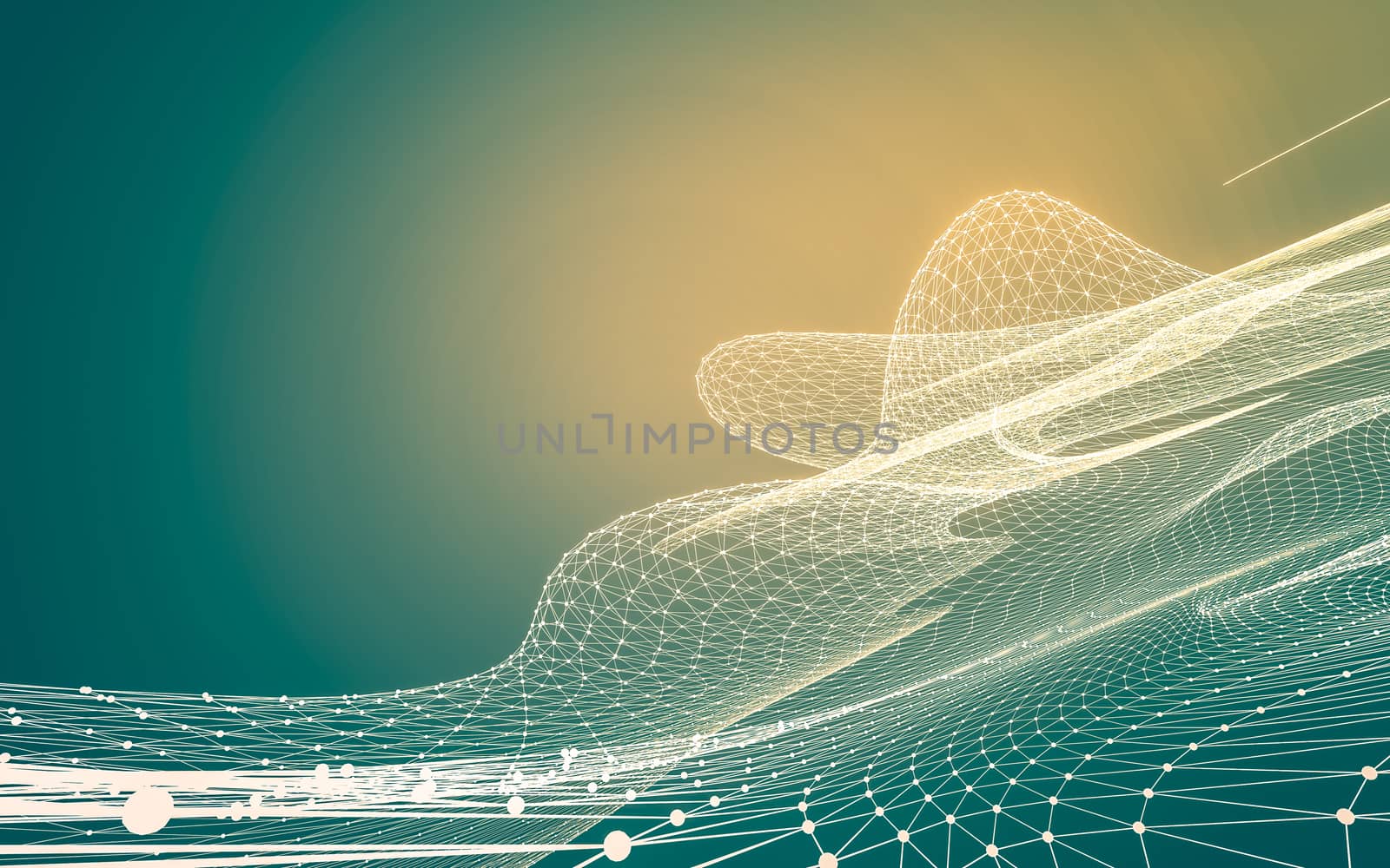 Abstract polygonal space low poly dark background with connecting dots and lines. Connection structure. 3d rendering