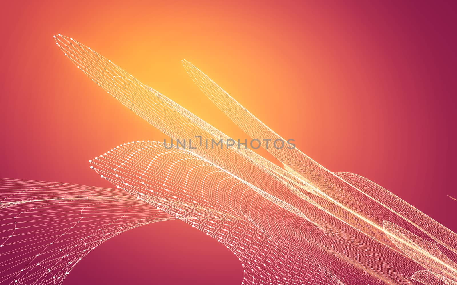 Abstract polygonal space low poly dark background, 3d rendering by teerawit