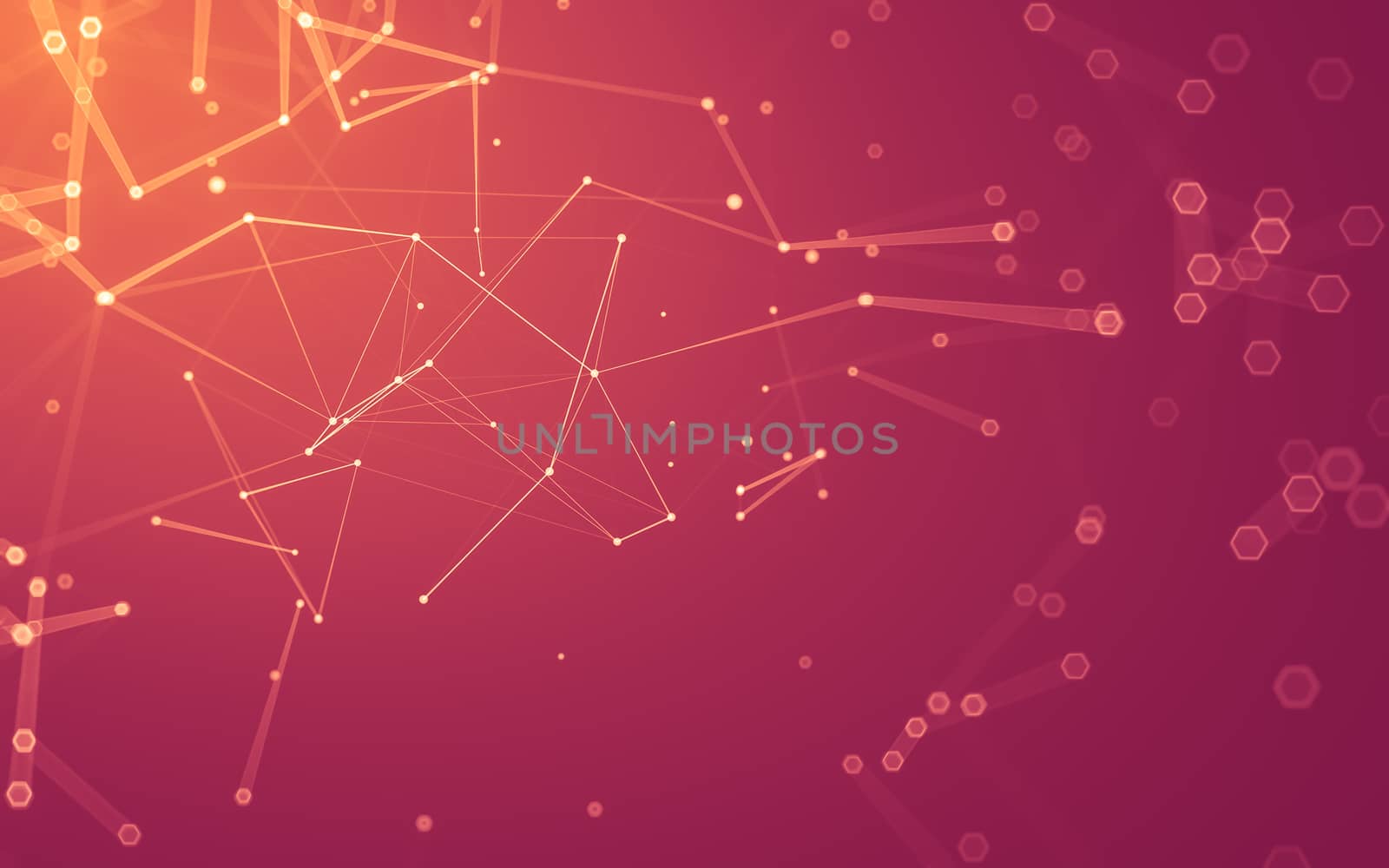 Abstract polygonal space low poly dark background with connecting dots and lines. Connection structure. 3d rendering