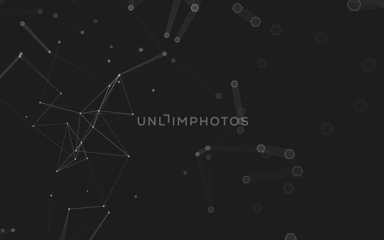 Abstract polygonal space low poly dark background with connecting dots and lines. Connection structure. 3d rendering