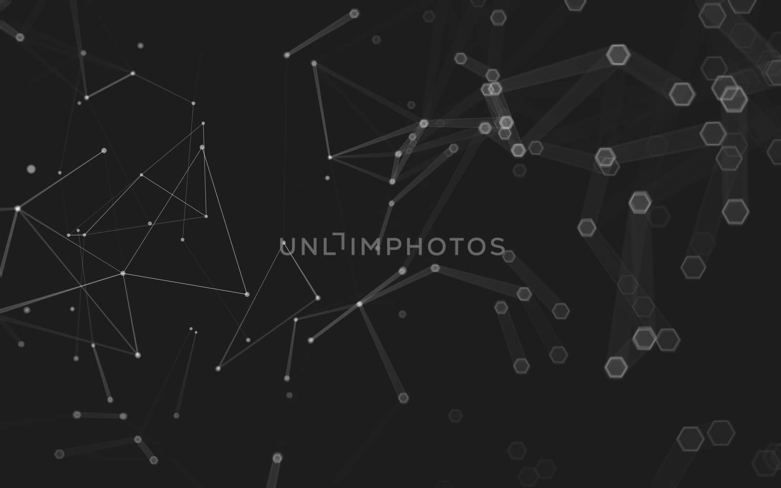 Abstract polygonal space low poly dark background with connecting dots and lines. Connection structure. 3d rendering