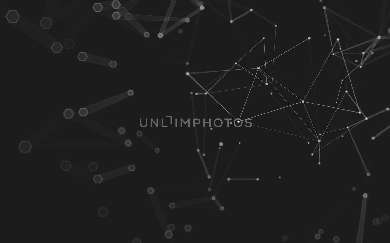 Abstract polygonal space low poly dark background with connecting dots and lines. Connection structure. 3d rendering