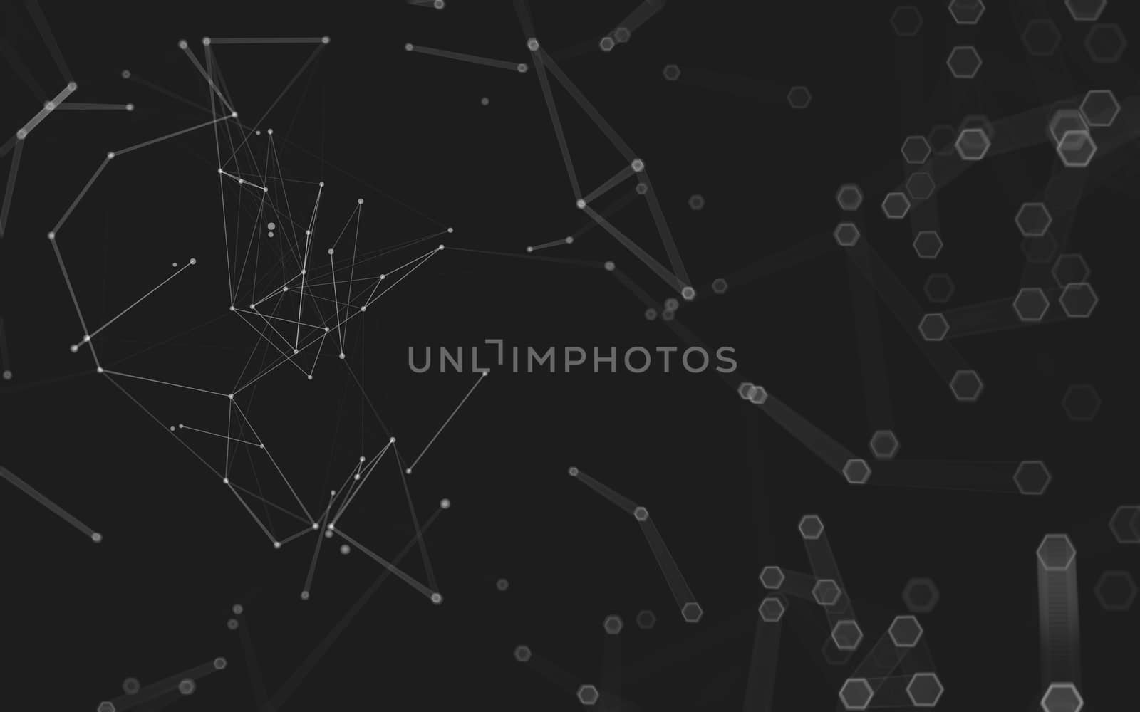 Abstract polygonal space low poly dark background with connecting dots and lines. Connection structure. 3d rendering