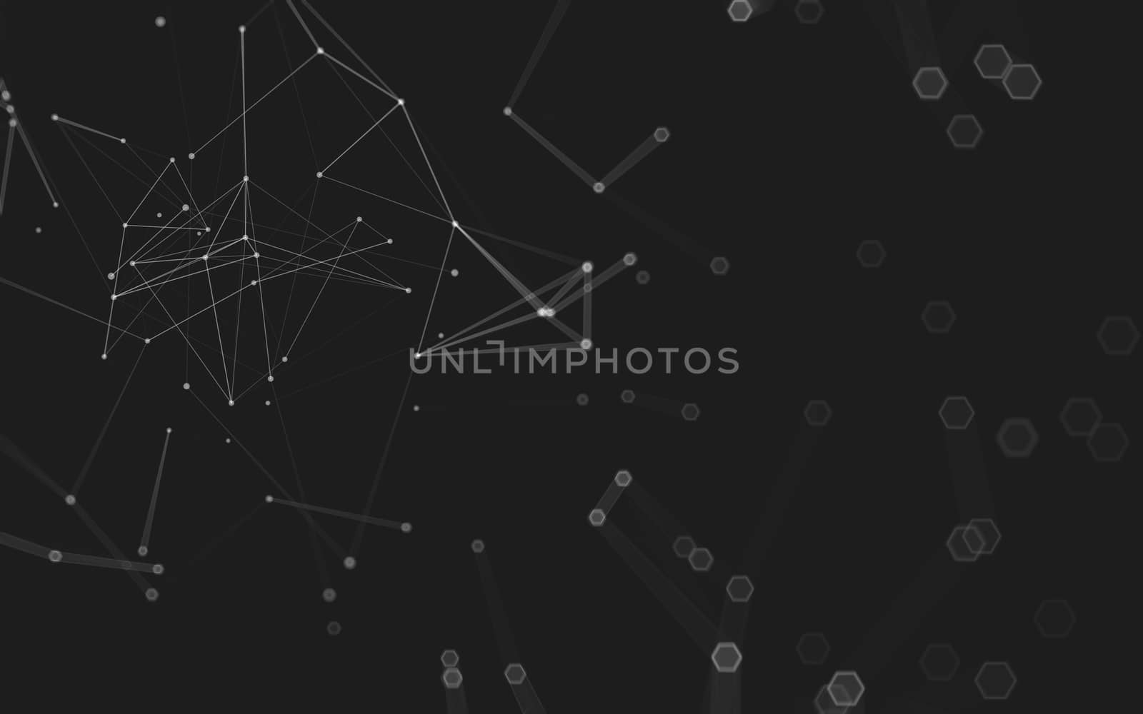 Abstract polygonal space low poly dark background with connecting dots and lines. Connection structure. 3d rendering