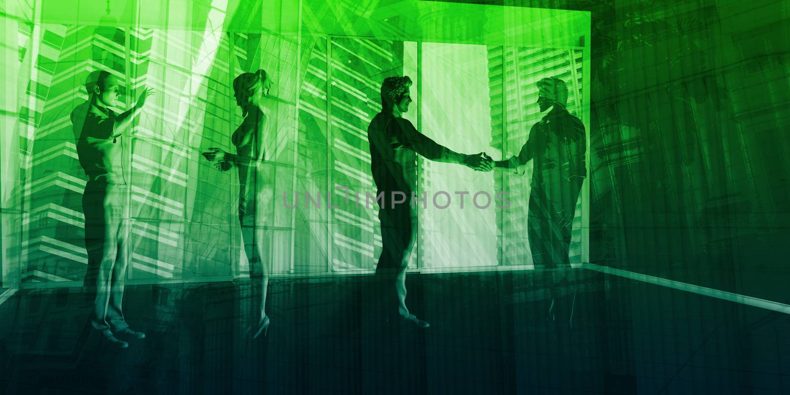Business Presentation Abstract Background with Partners Shaking Hands