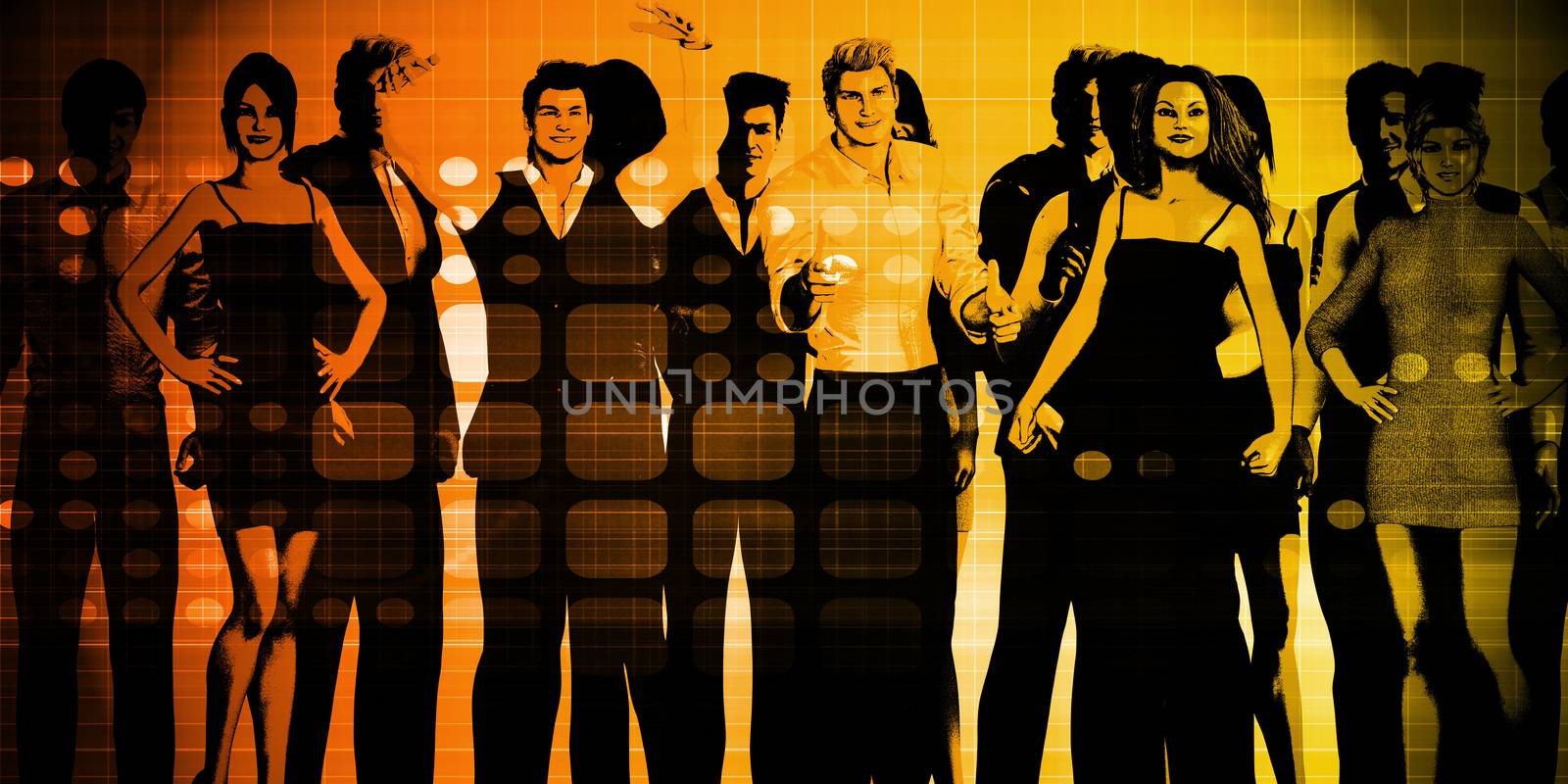 Confident Businessmen and Businesswomen Standing in Unity