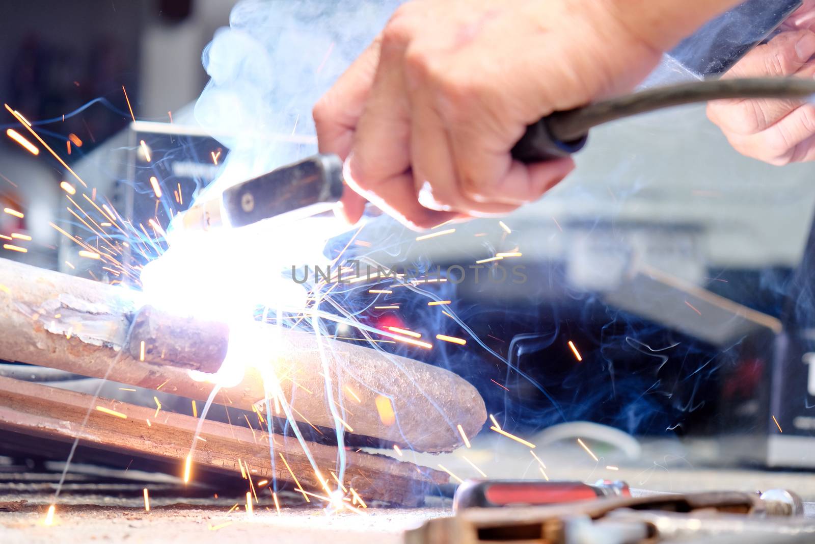 Welding steel background