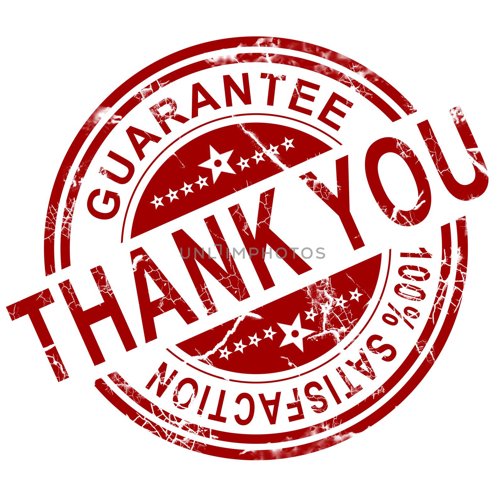 Red thank you stamp with white background, 3D rendering