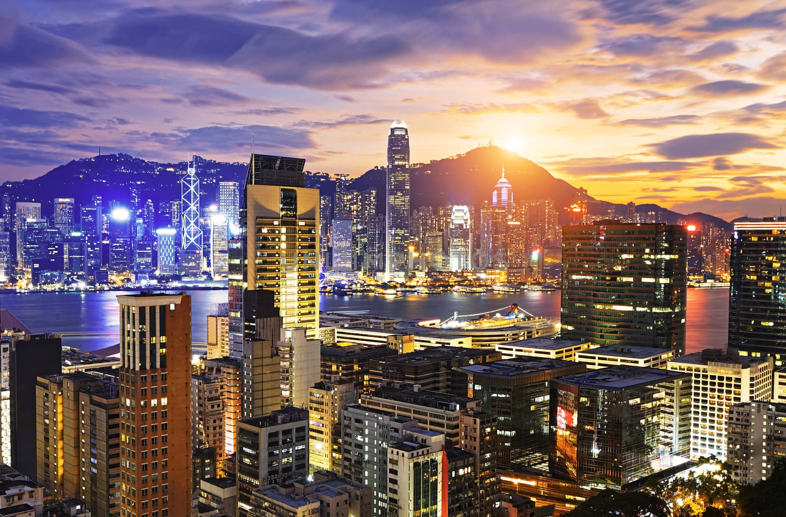 Hong Kong skyline at sunset