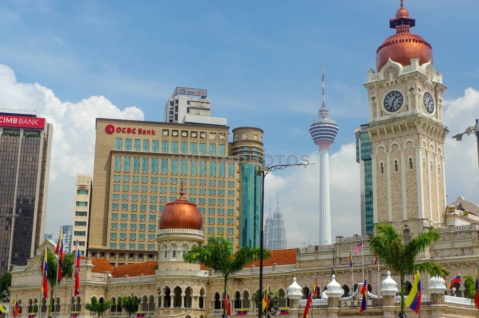 KUALA LUMPUR, MALAYSIA - January 16. 2016: Clock tower of Sultan Abdul Samad building near Merdeka Square by evolutionnow