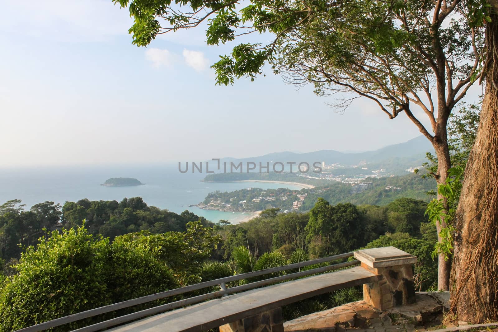 Phuket at dusk, Patong and Karon Beach, Taken from Kata Viewpoint, in Thailand. by evolutionnow