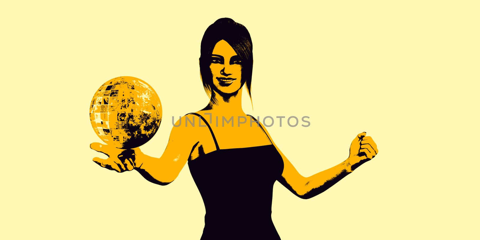 Global Communications with Woman Holding Globe in Her Palm