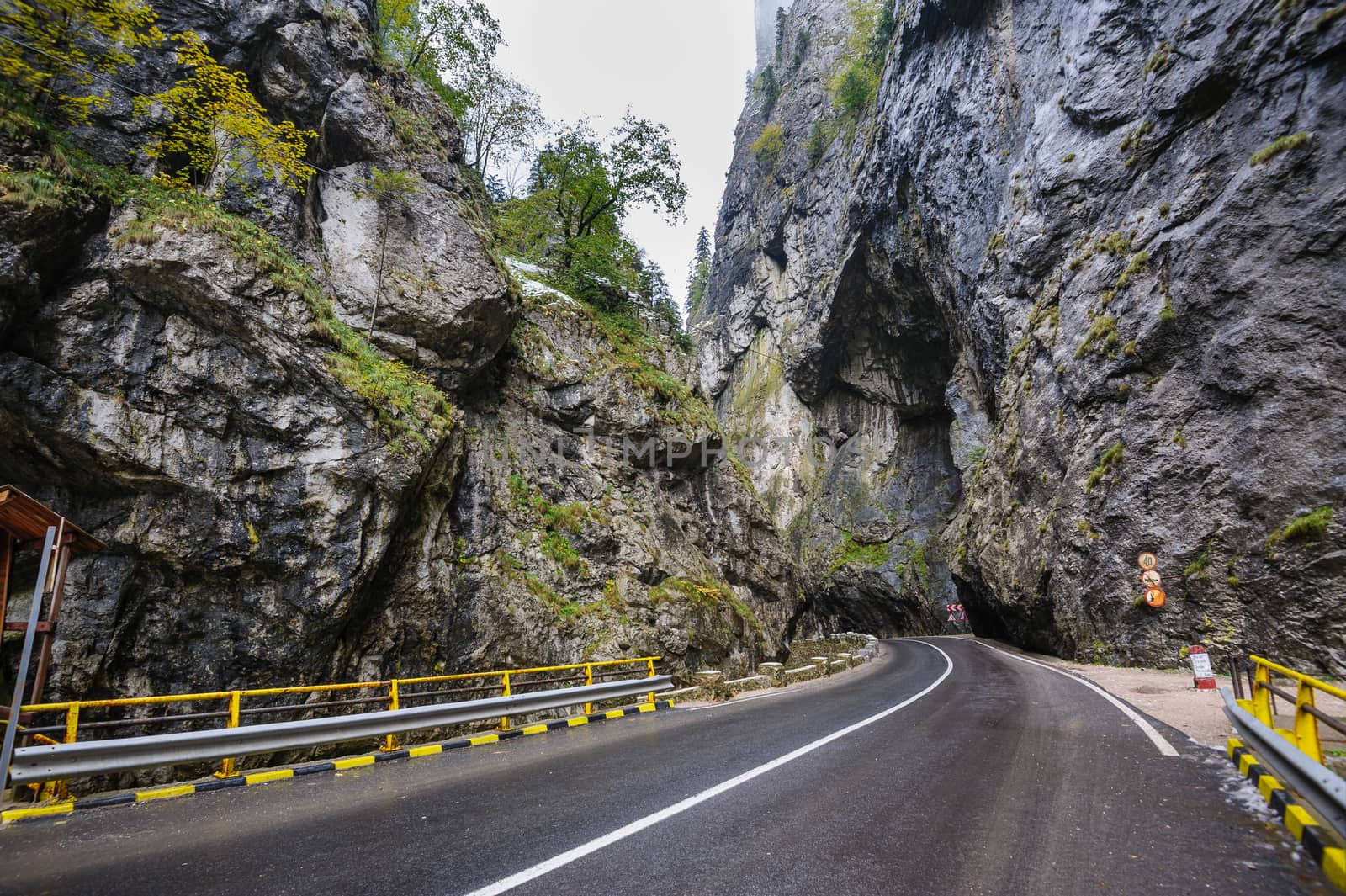 Mountain road in Bicaz Canyon, Romania, at later autumn by starush