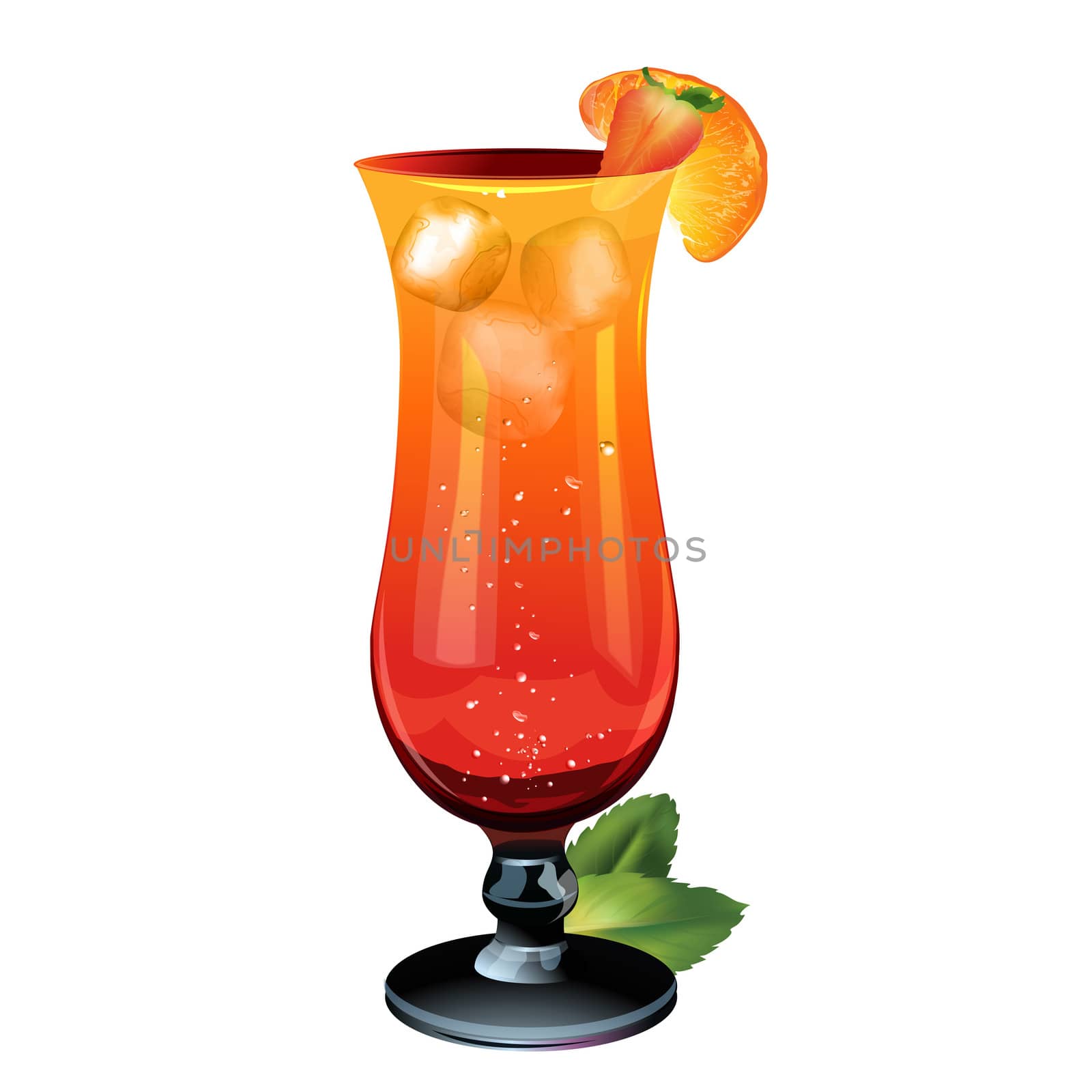 Orange Cocktail With Fruits And Ice by ConceptCafe