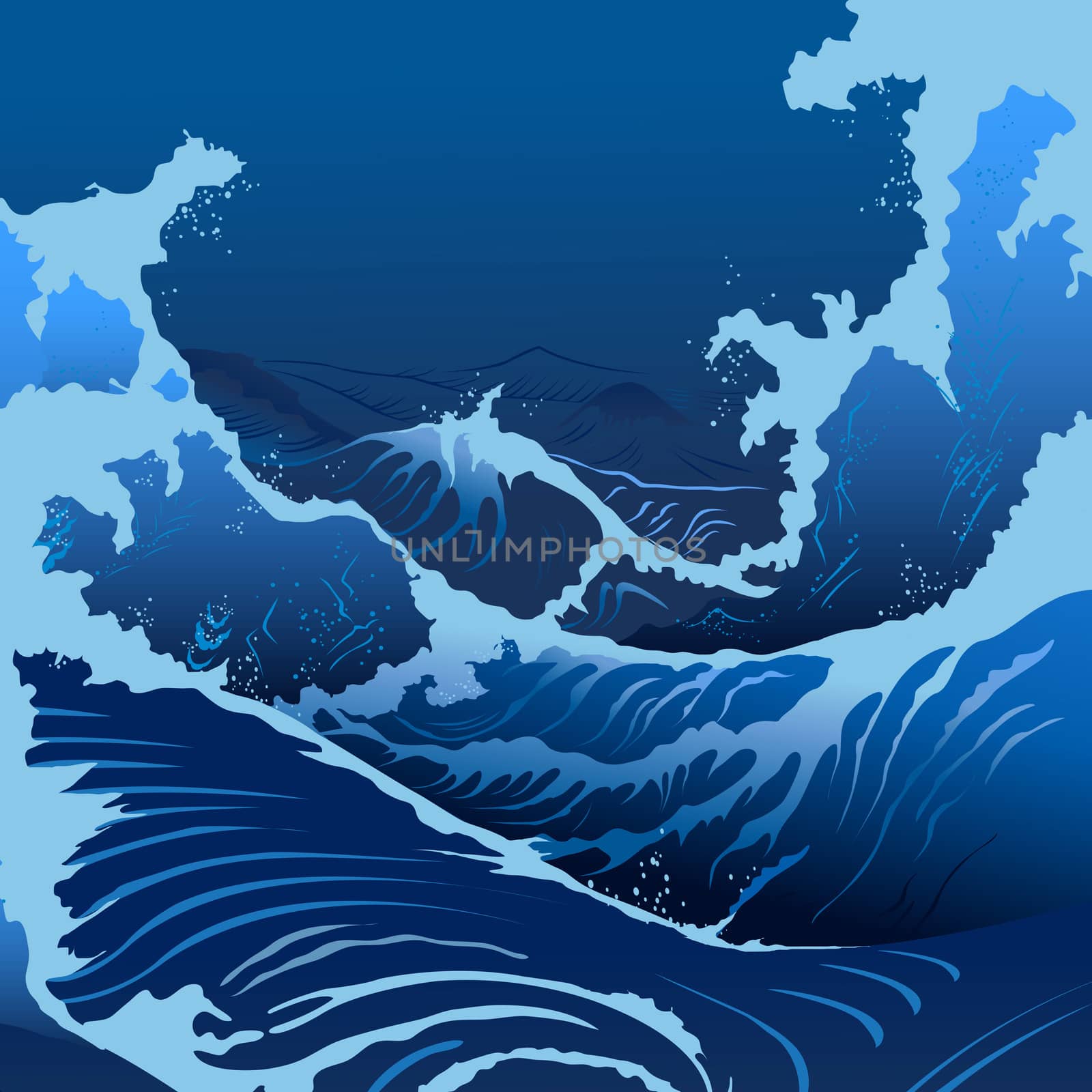 Blue Waves In The Japanese Style by ConceptCafe