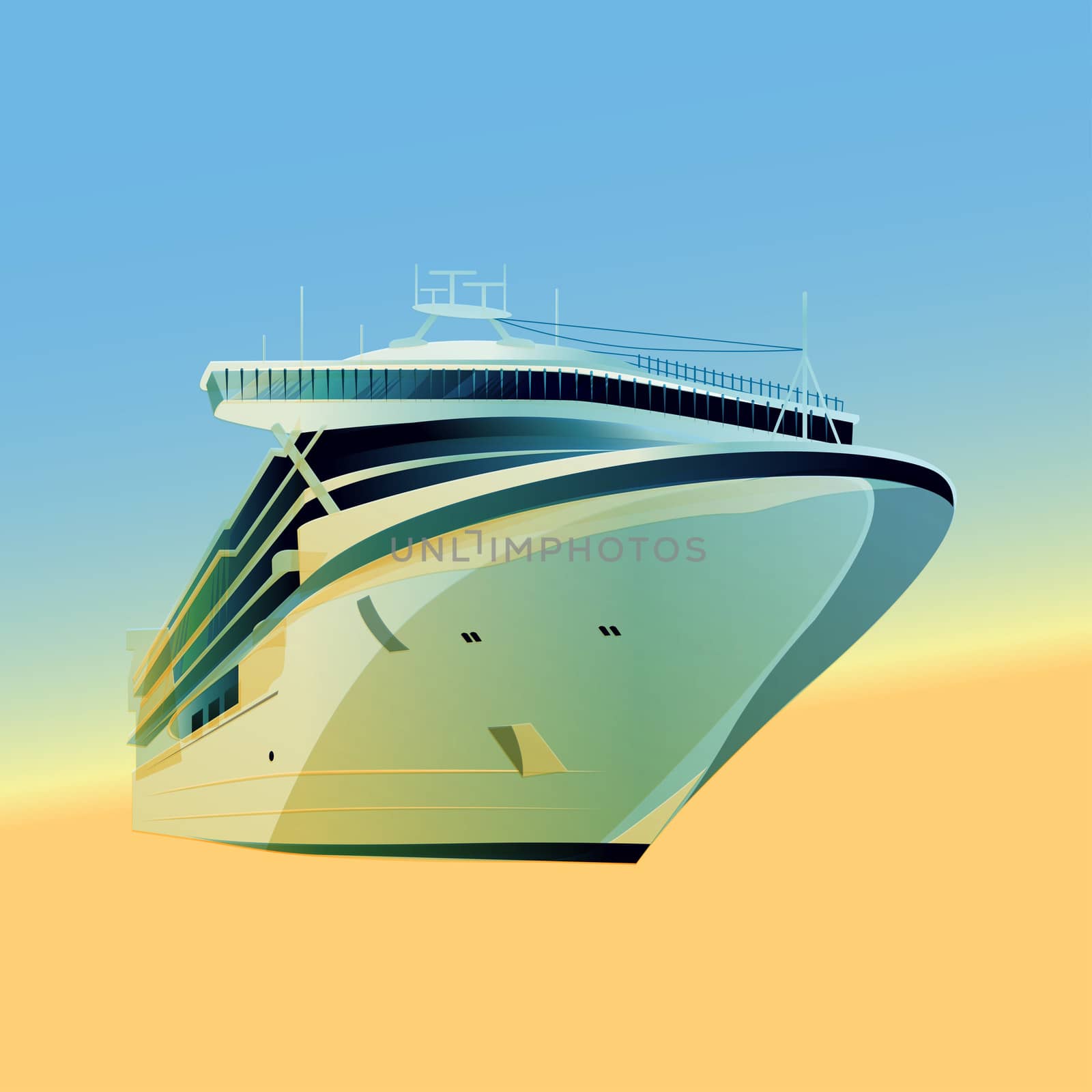 Ocean liner  illustration on a gradient background