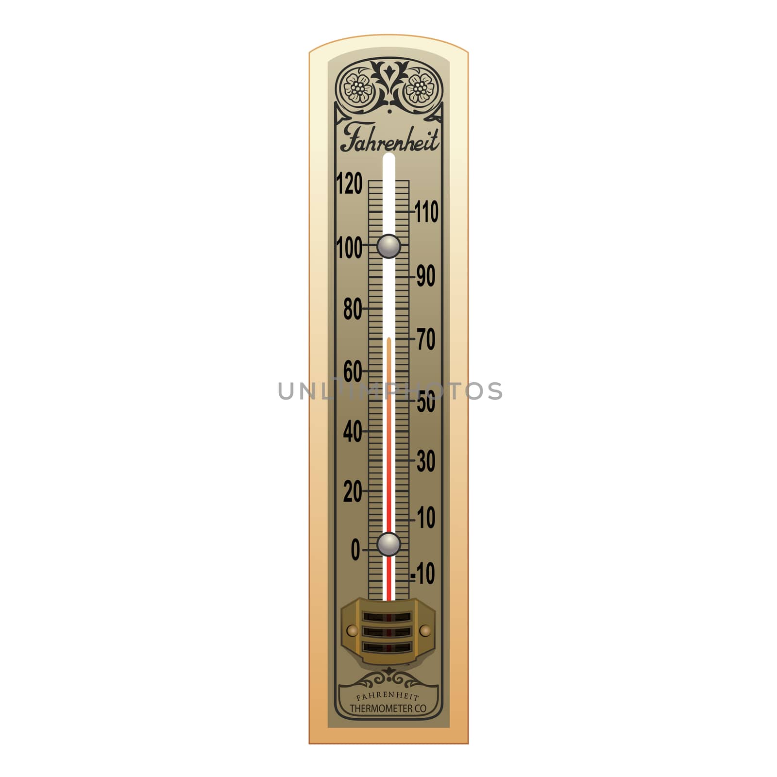 Old thermometer  illustration on a white background