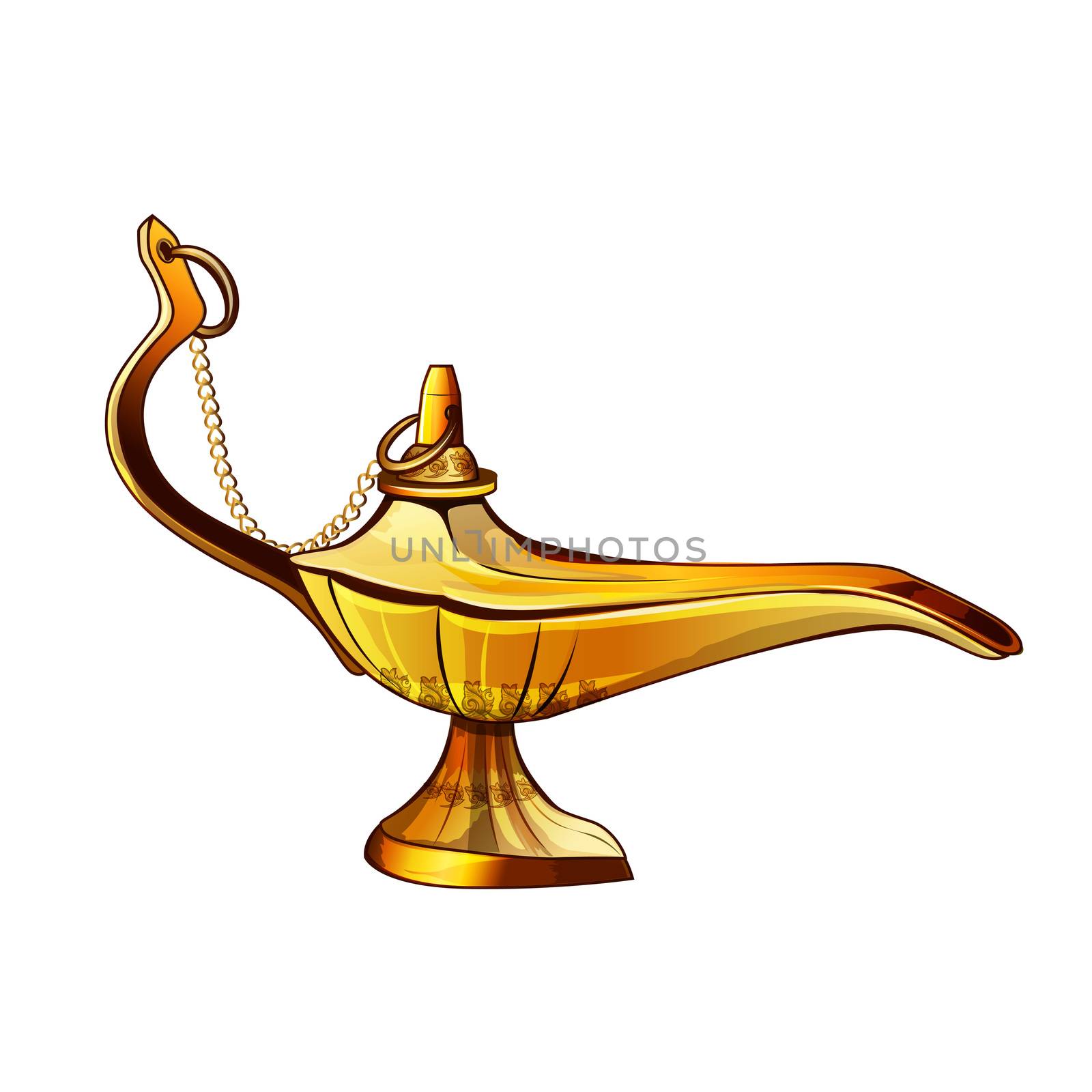 Aladdins lamp illustration on a white background