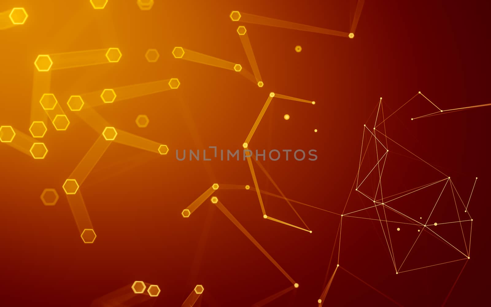 Abstract polygonal space low poly dark background, 3d rendering by teerawit