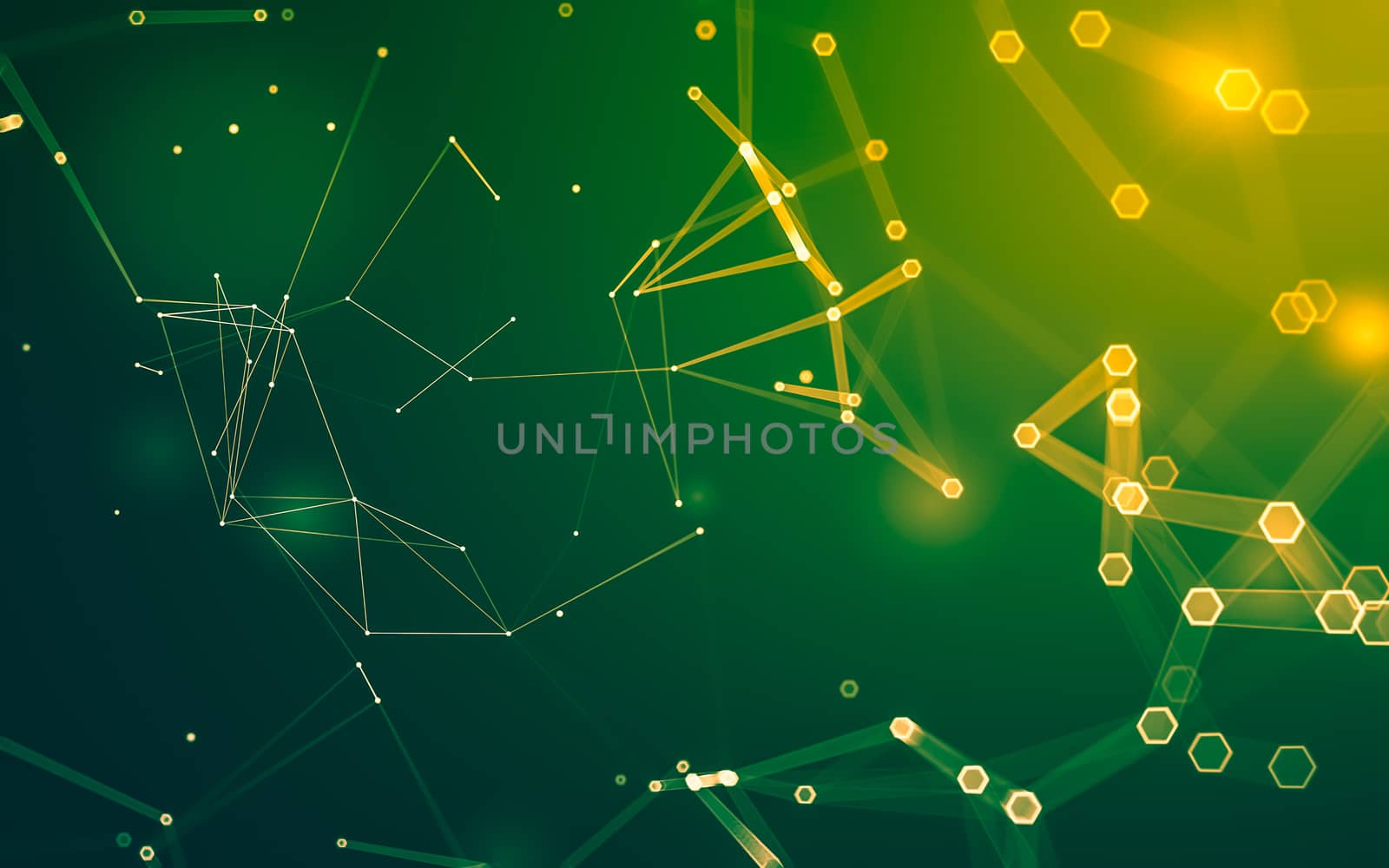 Abstract polygonal space low poly dark background, 3d rendering by teerawit