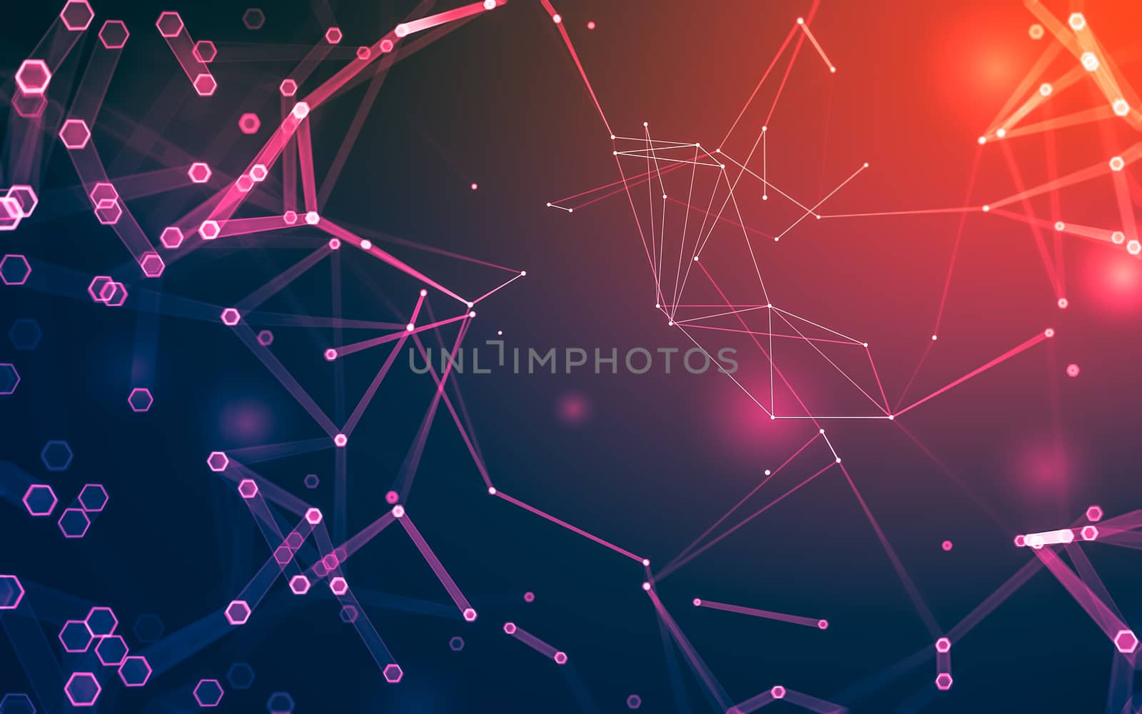 Abstract polygonal space low poly dark background with connecting dots and lines. Connection structure. 3d rendering