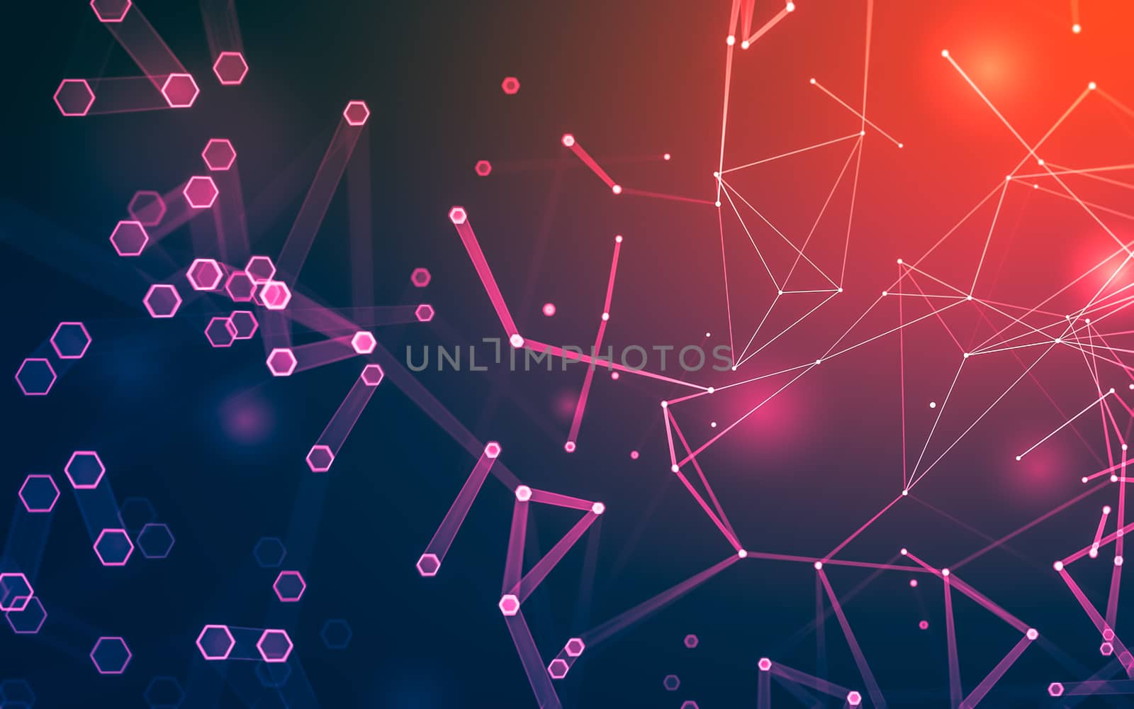 Abstract polygonal space low poly dark background with connecting dots and lines. Connection structure. 3d rendering