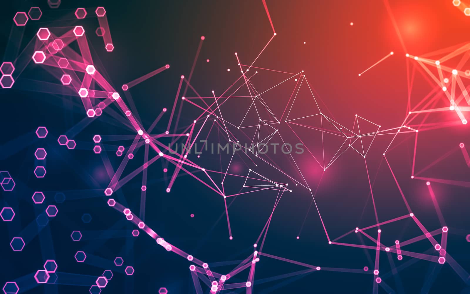 Abstract polygonal space low poly dark background with connecting dots and lines. Connection structure. 3d rendering