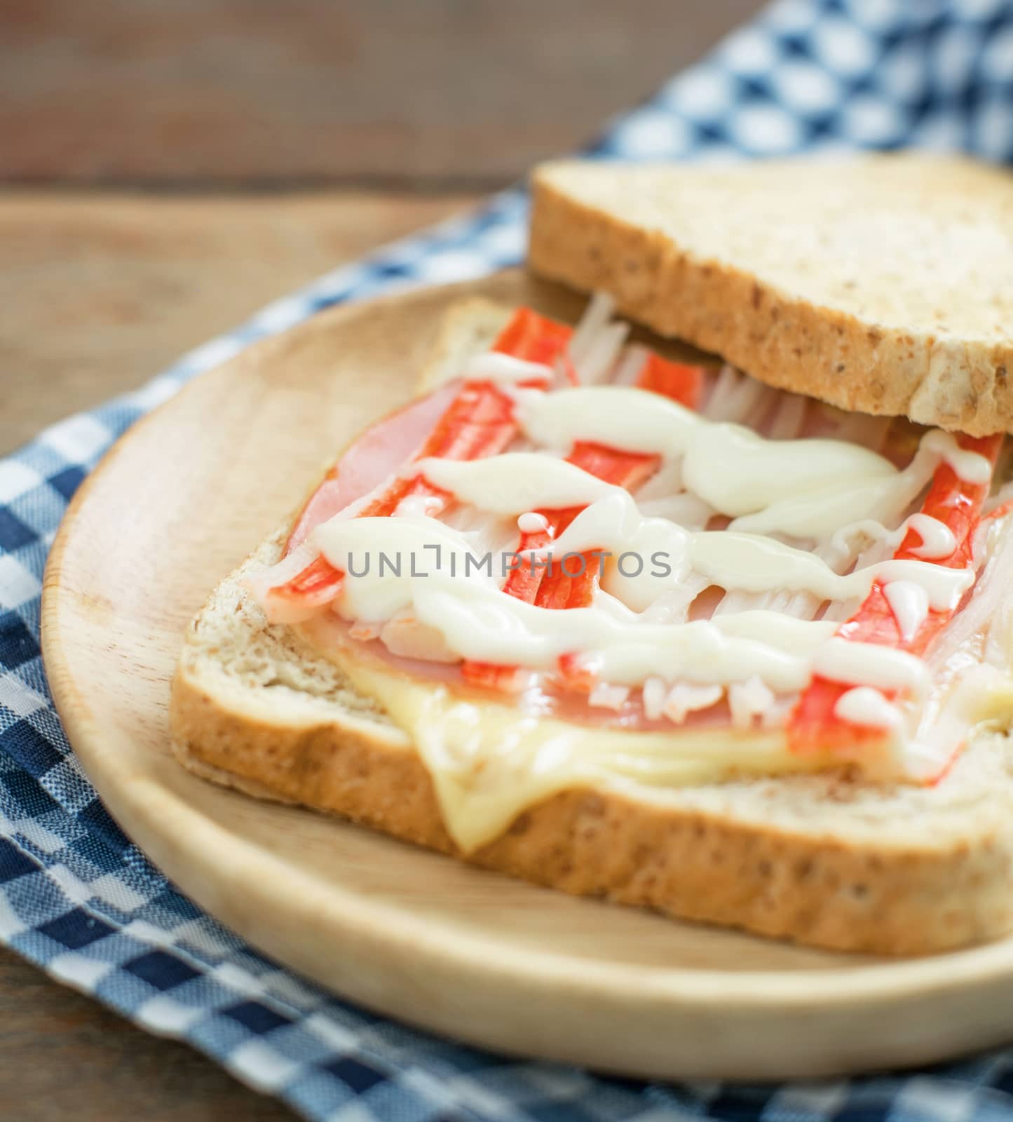 sandwich ham and crab stick