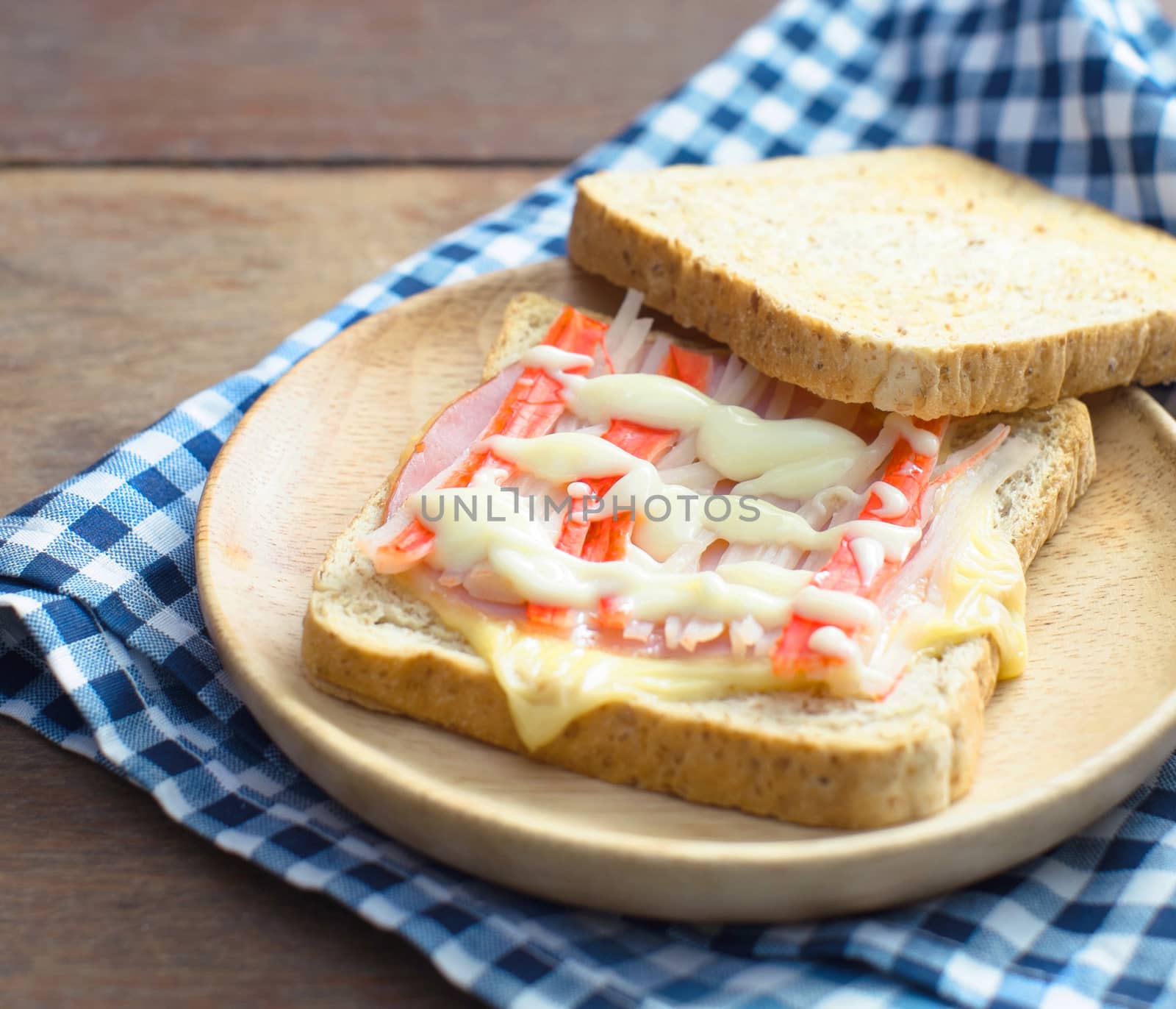 sandwich ham and crab stick