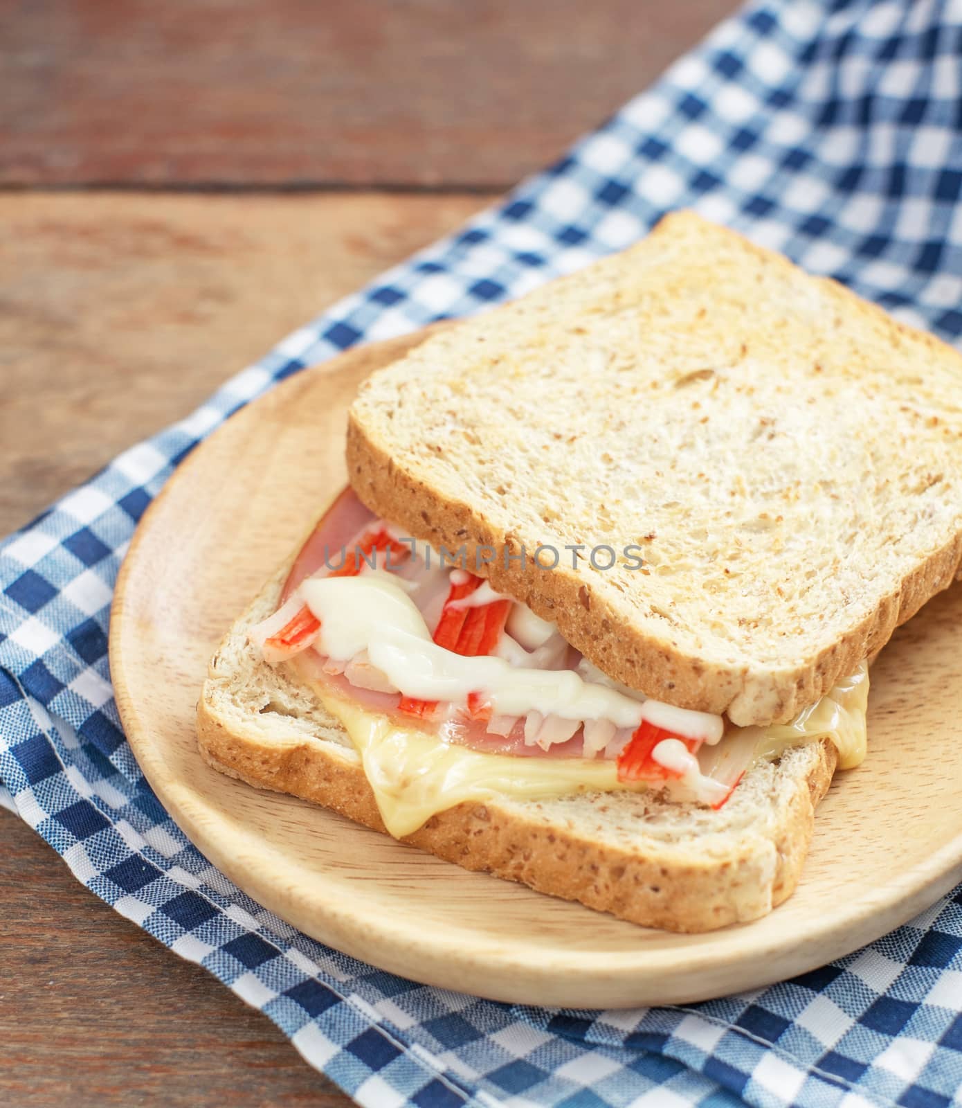 sandwich ham and crab stick