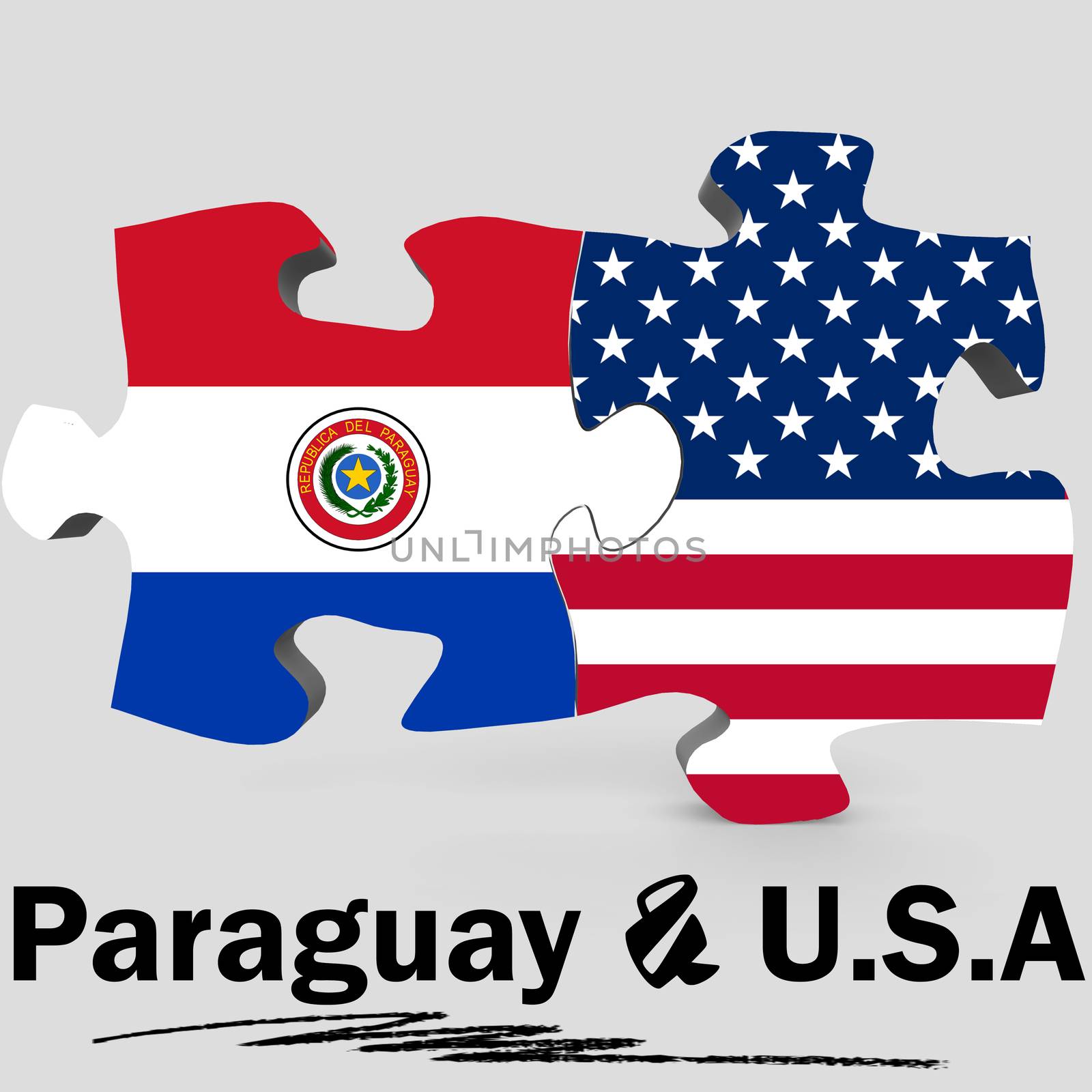 USA and Paraguay flags in puzzle by tang90246