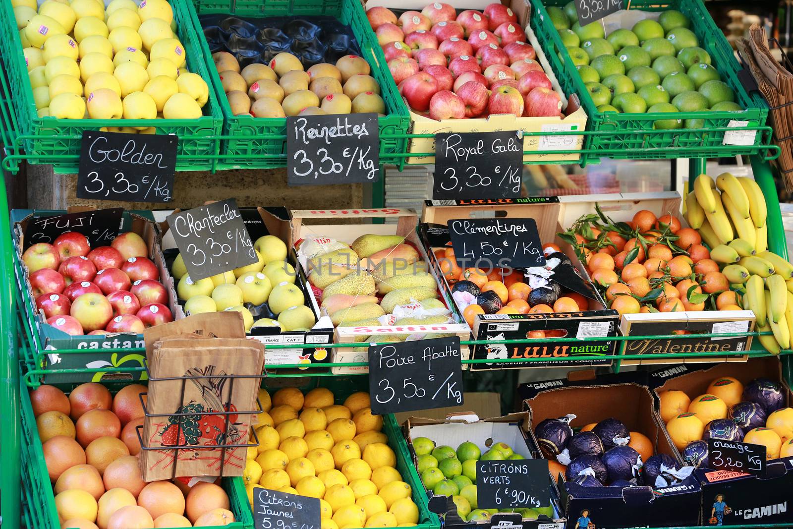 Aix-En-Provence, France - October 21, 2016: Fruit Stand in Front of the Proxi Store in City Center. Aix-en-Provence in France