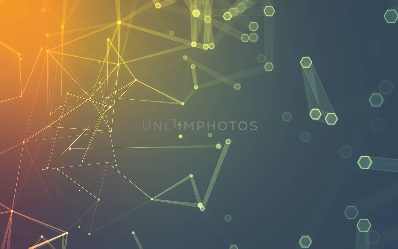 Abstract polygonal space low poly dark background with connecting dots and lines. Connection structure. 3d rendering