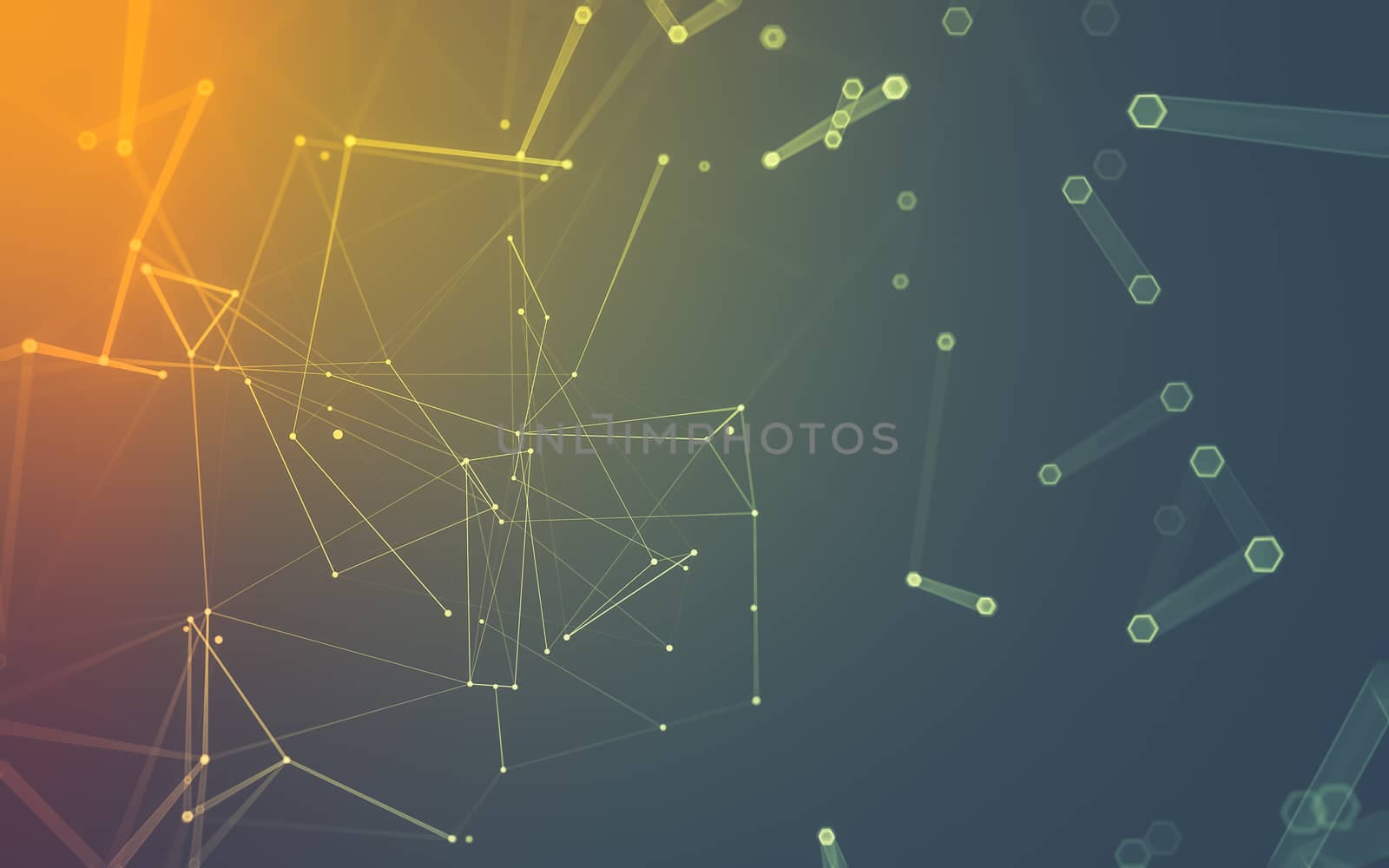 Abstract polygonal space low poly dark background with connecting dots and lines. Connection structure. 3d rendering