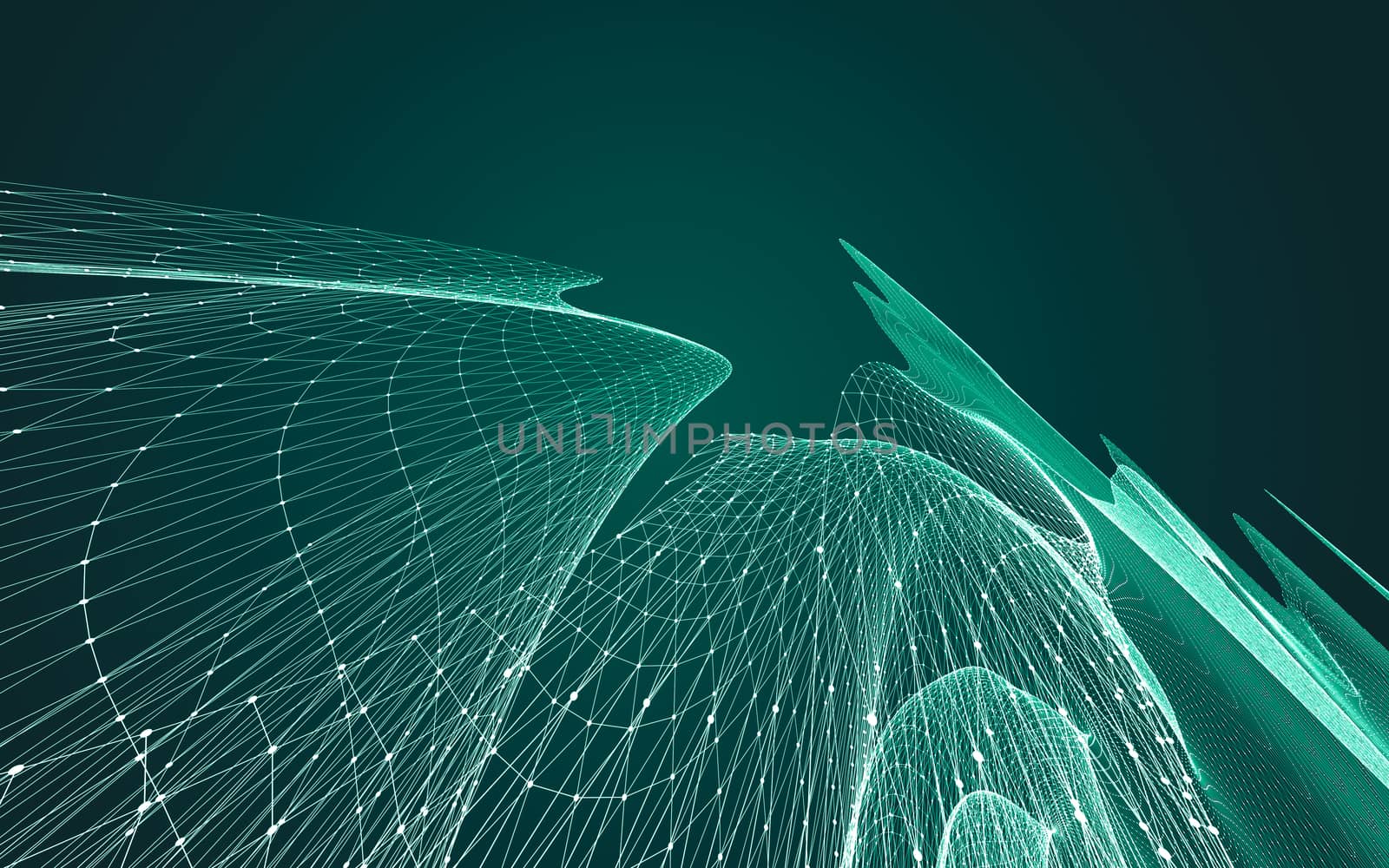 Abstract polygonal space low poly dark background, 3d rendering by teerawit