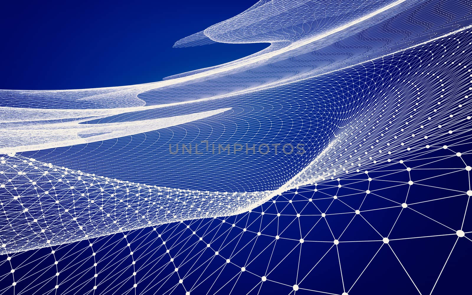 Abstract polygonal space low poly dark background with connecting dots and lines. Connection structure. 3d rendering