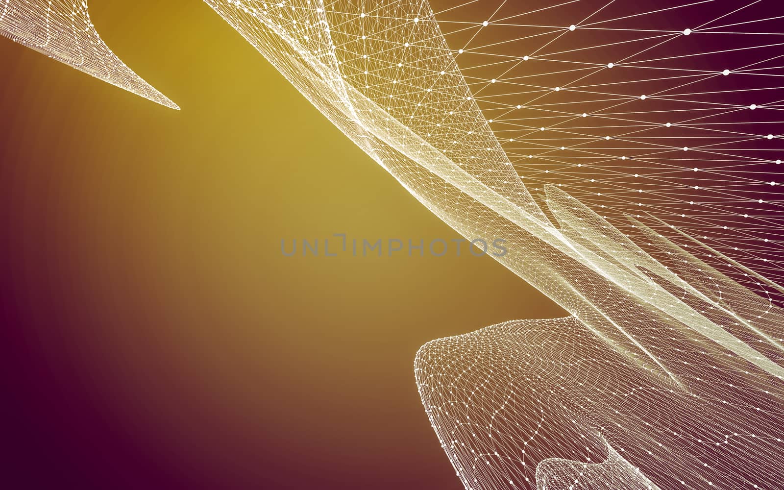 Abstract polygonal space low poly dark background with connecting dots and lines. Connection structure. 3d rendering