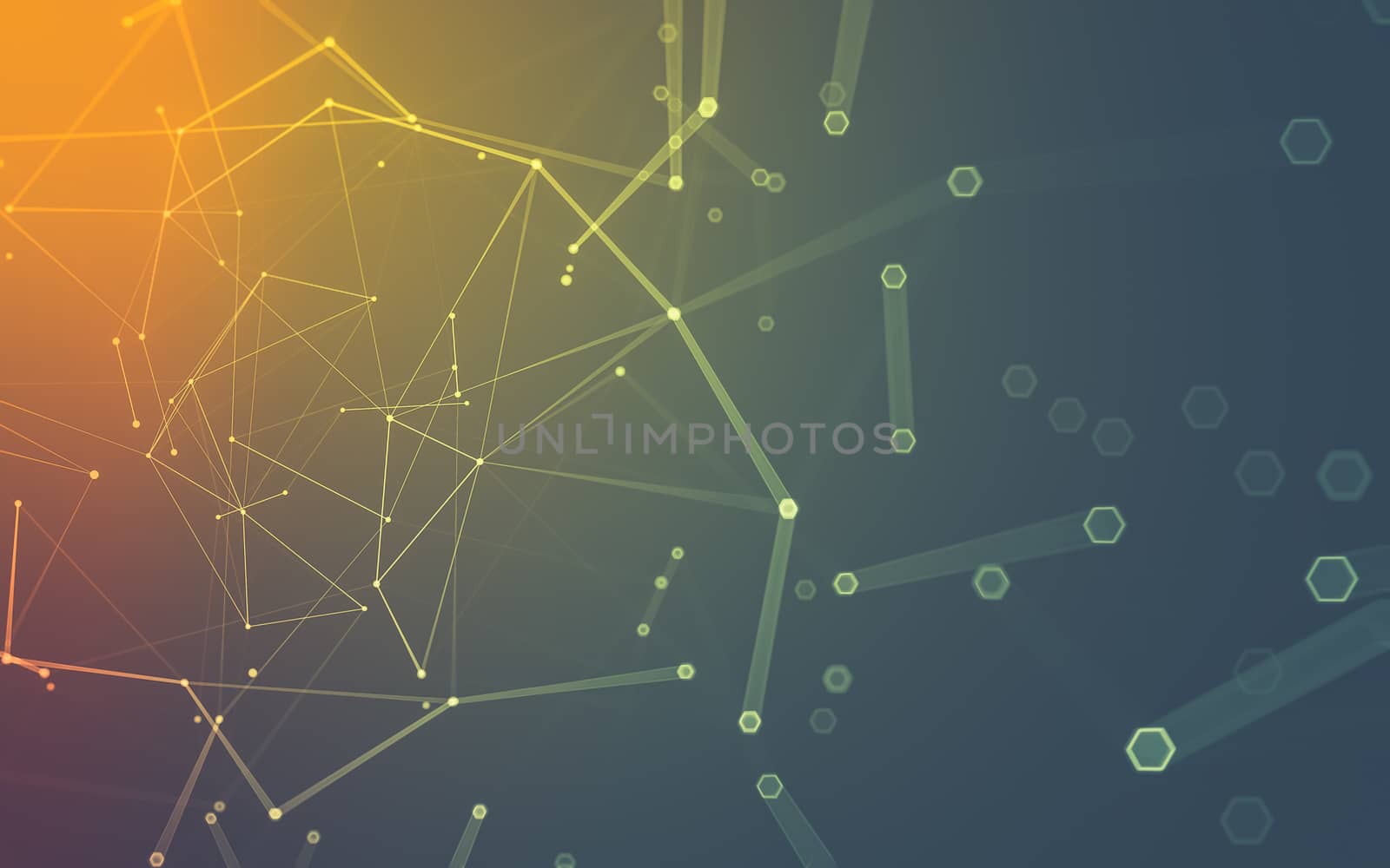 Abstract polygonal space low poly dark background with connecting dots and lines. Connection structure. 3d rendering