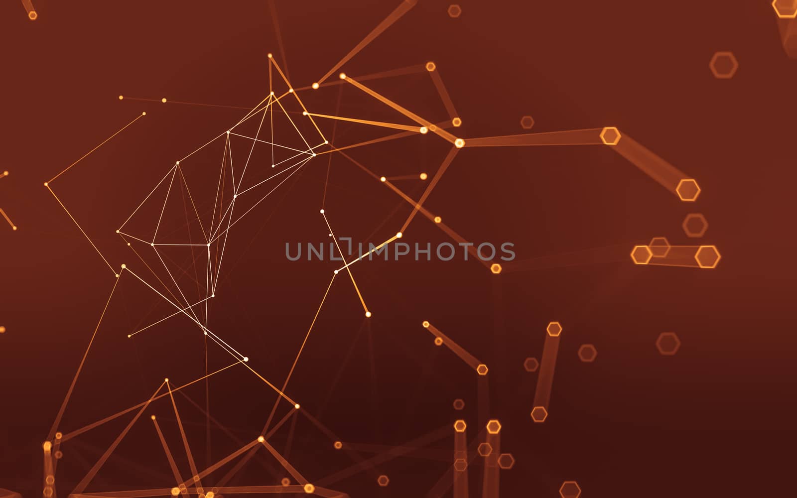 Abstract polygonal space low poly dark background with connecting dots and lines. Connection structure. 3d rendering