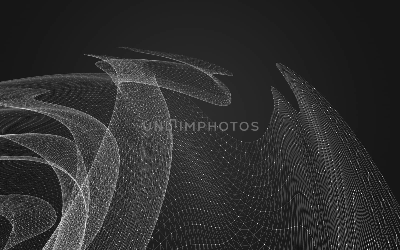 Abstract polygonal space low poly dark background with connecting dots and lines. Connection structure. 3d rendering