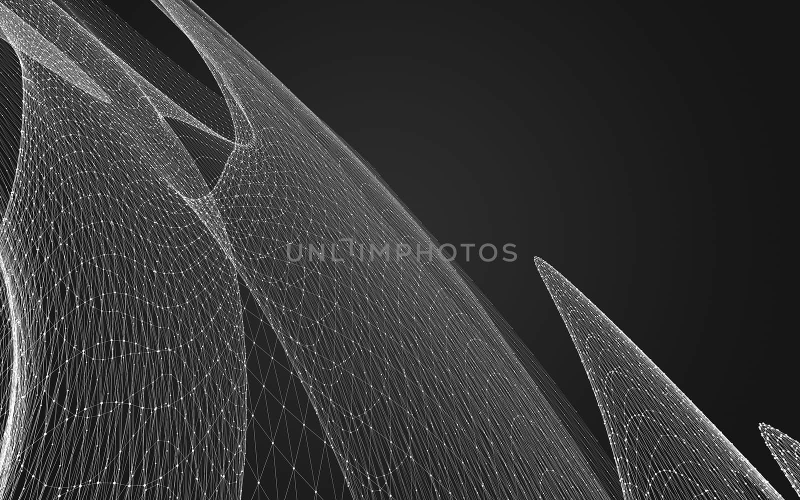 Abstract polygonal space low poly dark background, 3d rendering by teerawit