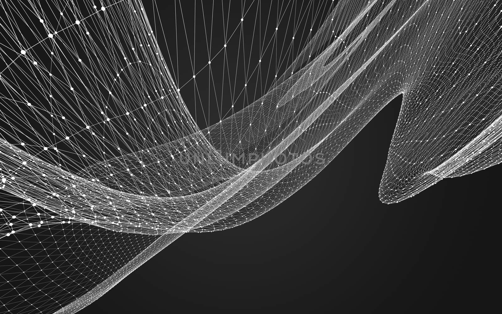 Abstract polygonal space low poly dark background with connecting dots and lines. Connection structure. 3d rendering