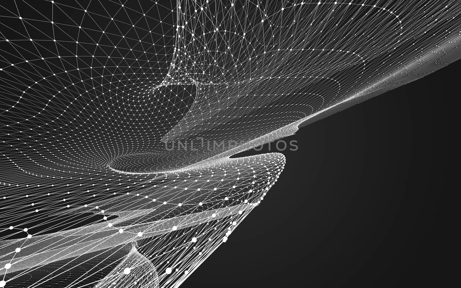 Abstract polygonal space low poly dark background with connecting dots and lines. Connection structure. 3d rendering