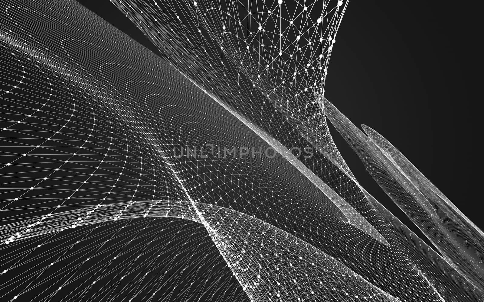 Abstract polygonal space low poly dark background with connecting dots and lines. Connection structure. 3d rendering