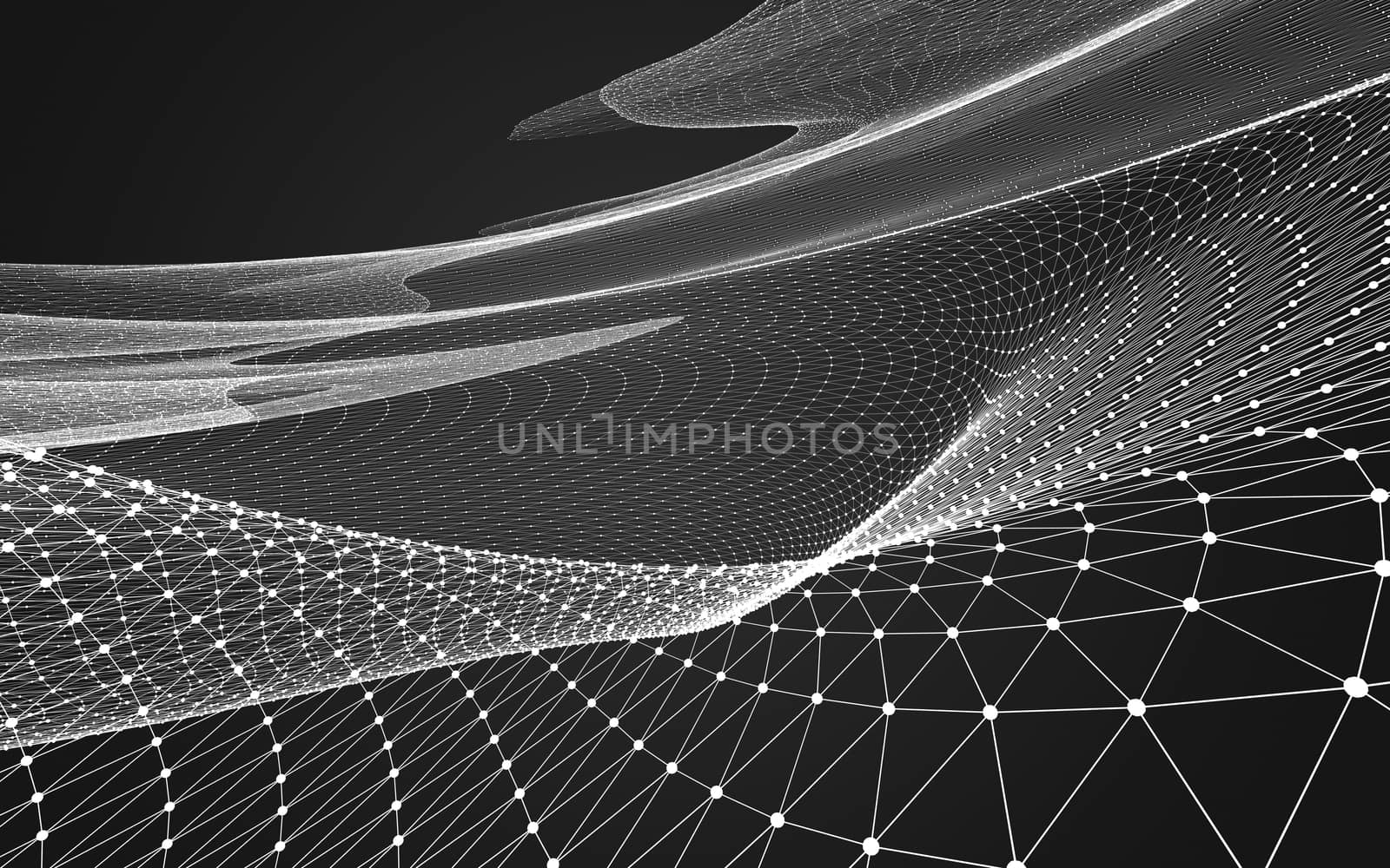 Abstract polygonal space low poly dark background, 3d rendering by teerawit