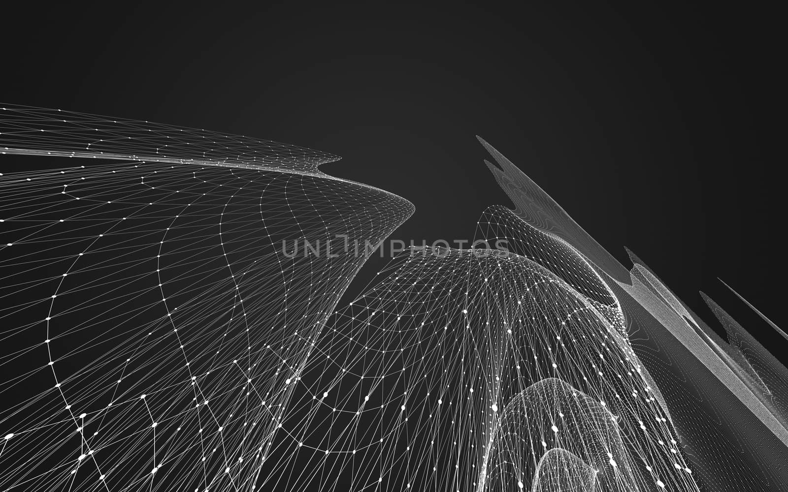 Abstract polygonal space low poly dark background with connecting dots and lines. Connection structure. 3d rendering