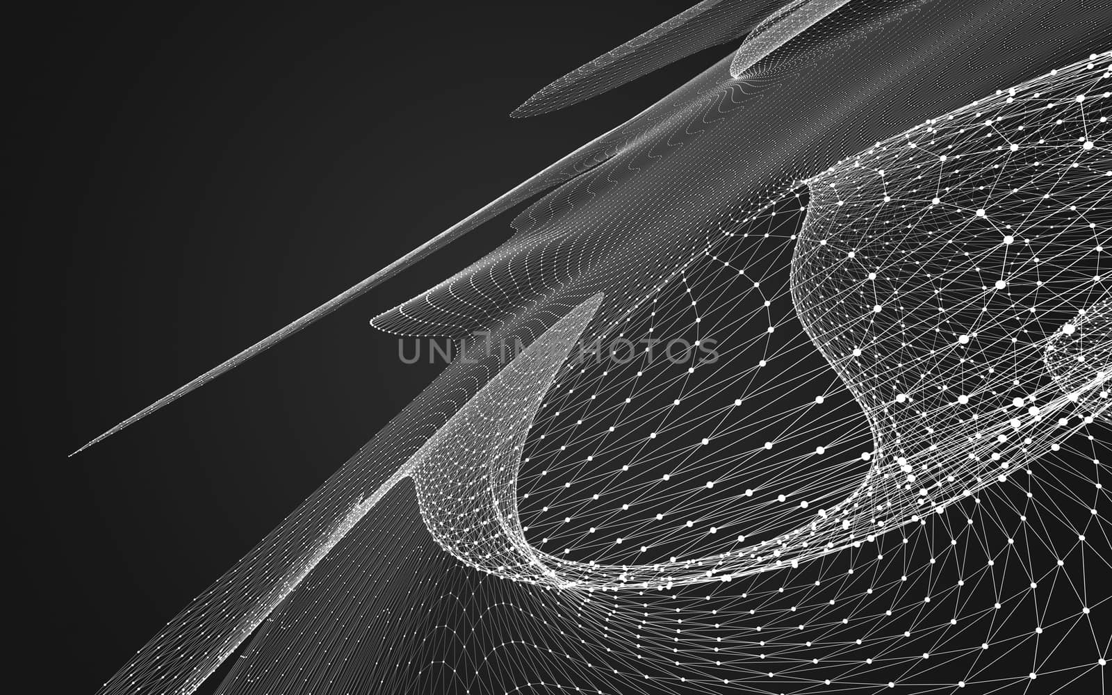 Abstract polygonal space low poly dark background with connecting dots and lines. Connection structure. 3d rendering