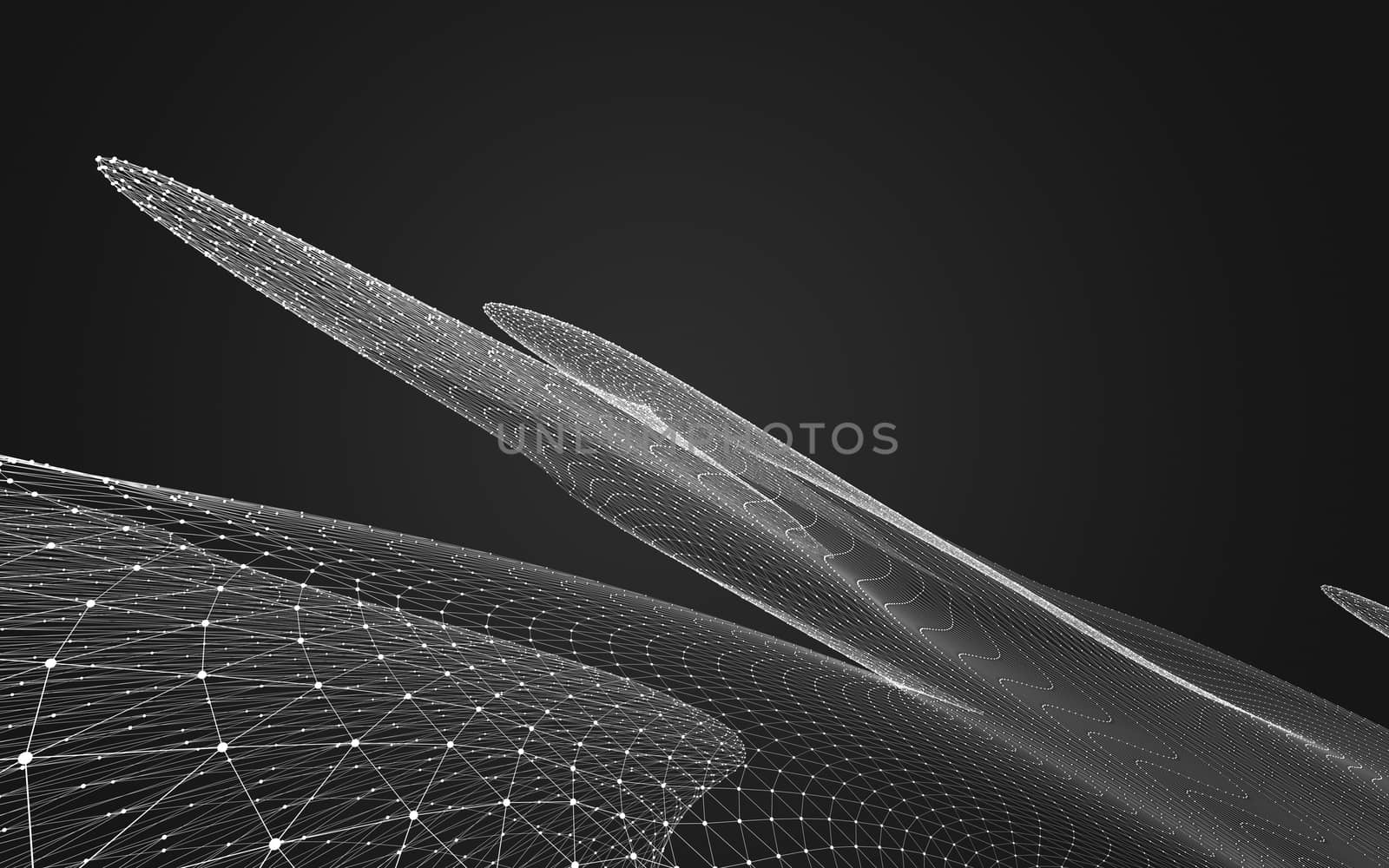 Abstract polygonal space low poly dark background with connecting dots and lines. Connection structure. 3d rendering