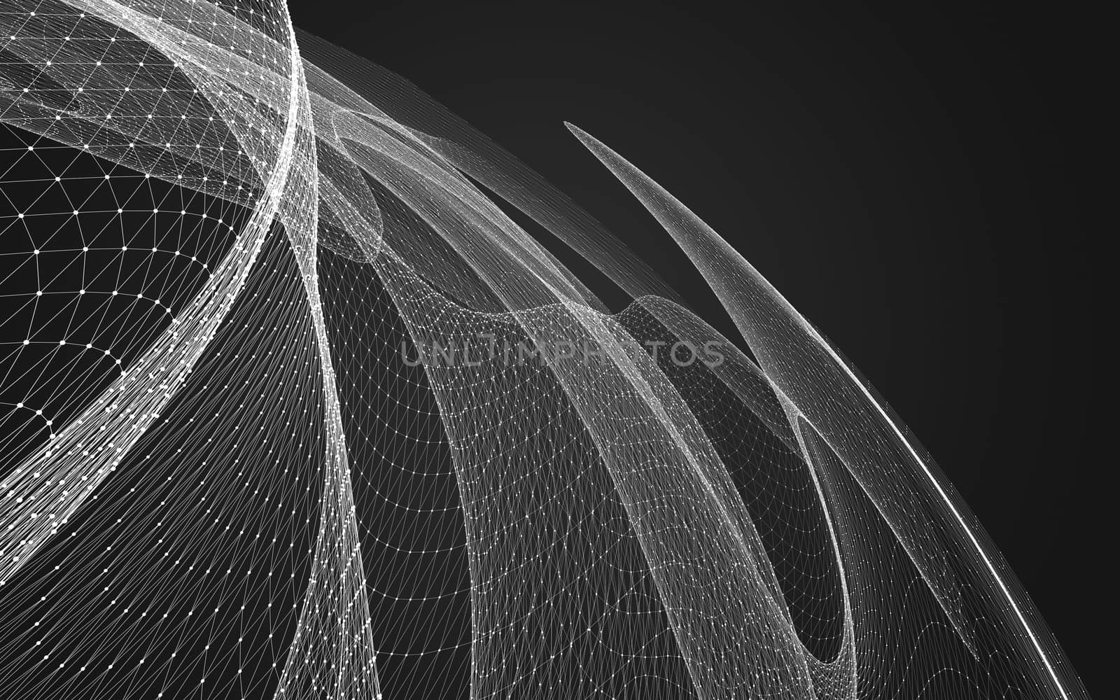 Abstract polygonal space low poly dark background with connecting dots and lines. Connection structure. 3d rendering