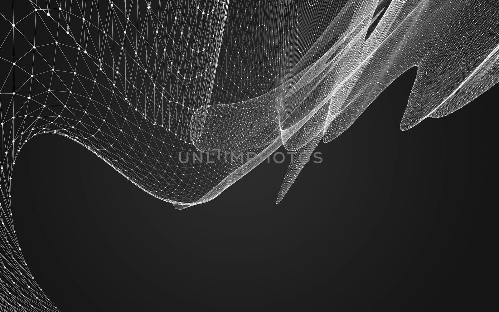 Abstract polygonal space low poly dark background with connecting dots and lines. Connection structure. 3d rendering